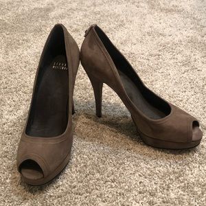 Stuart Weitzman Peep Toe Suede Heels